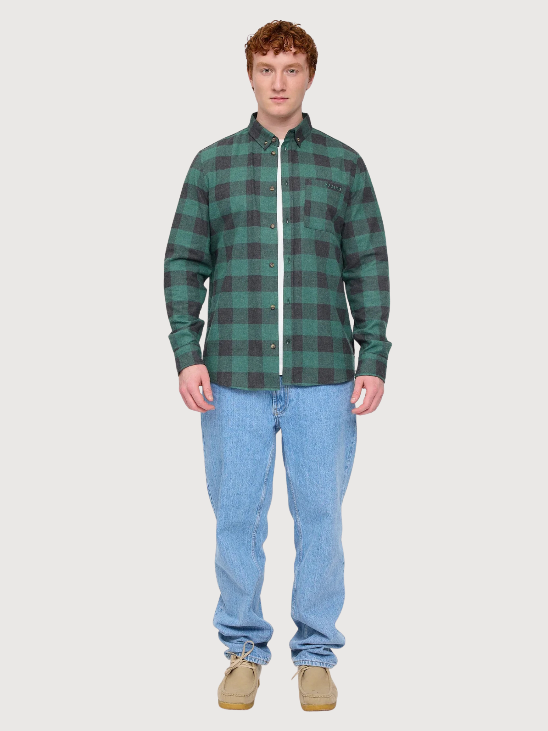 Shirt Checked Flannel Dark Green Man | Mazine