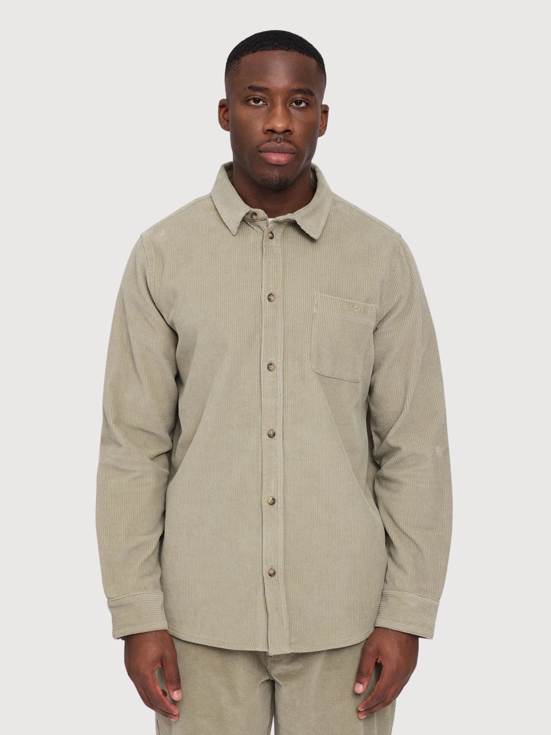 Shirt Pocket Corduroy Grey Man Cotton | Mazine