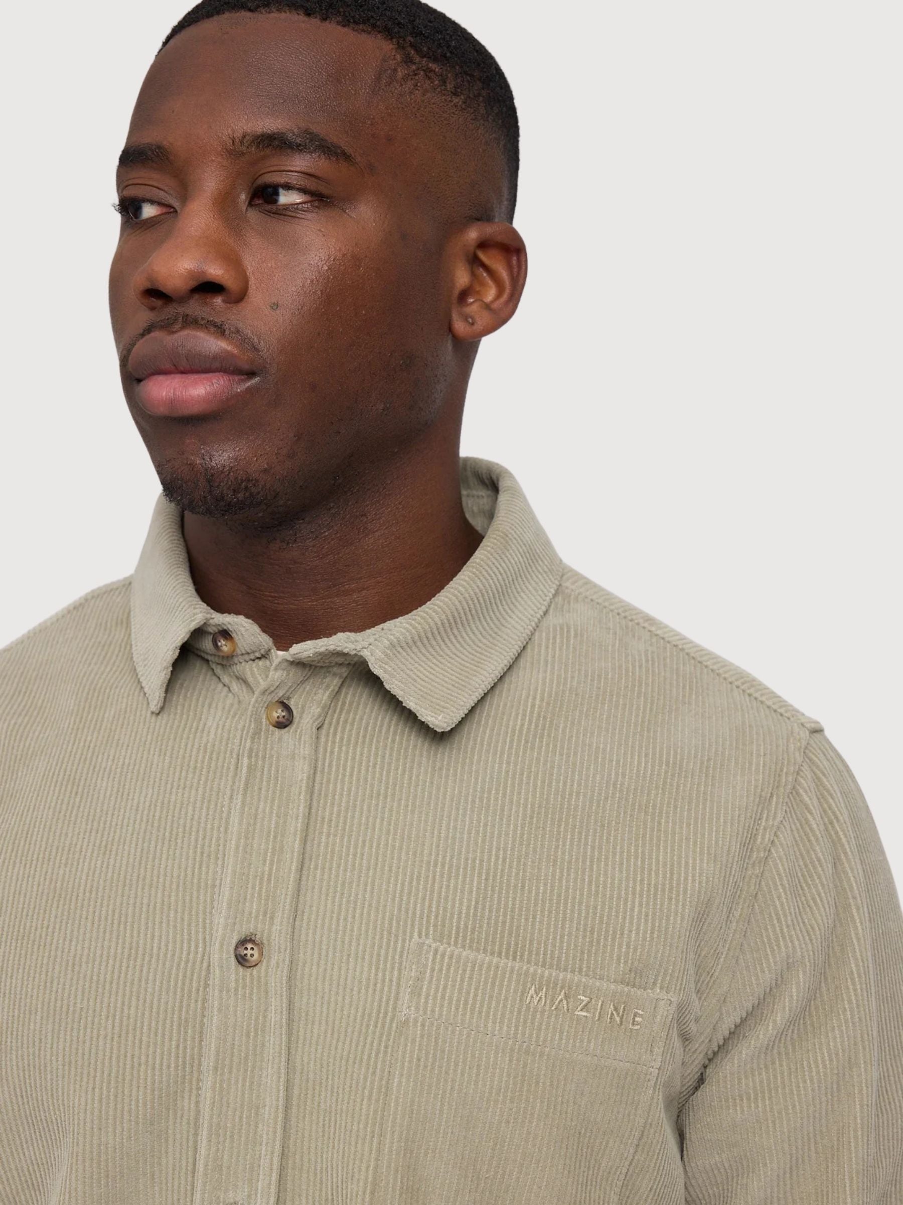 Shirt Pocket Corduroy Grey Man Cotton | Mazine