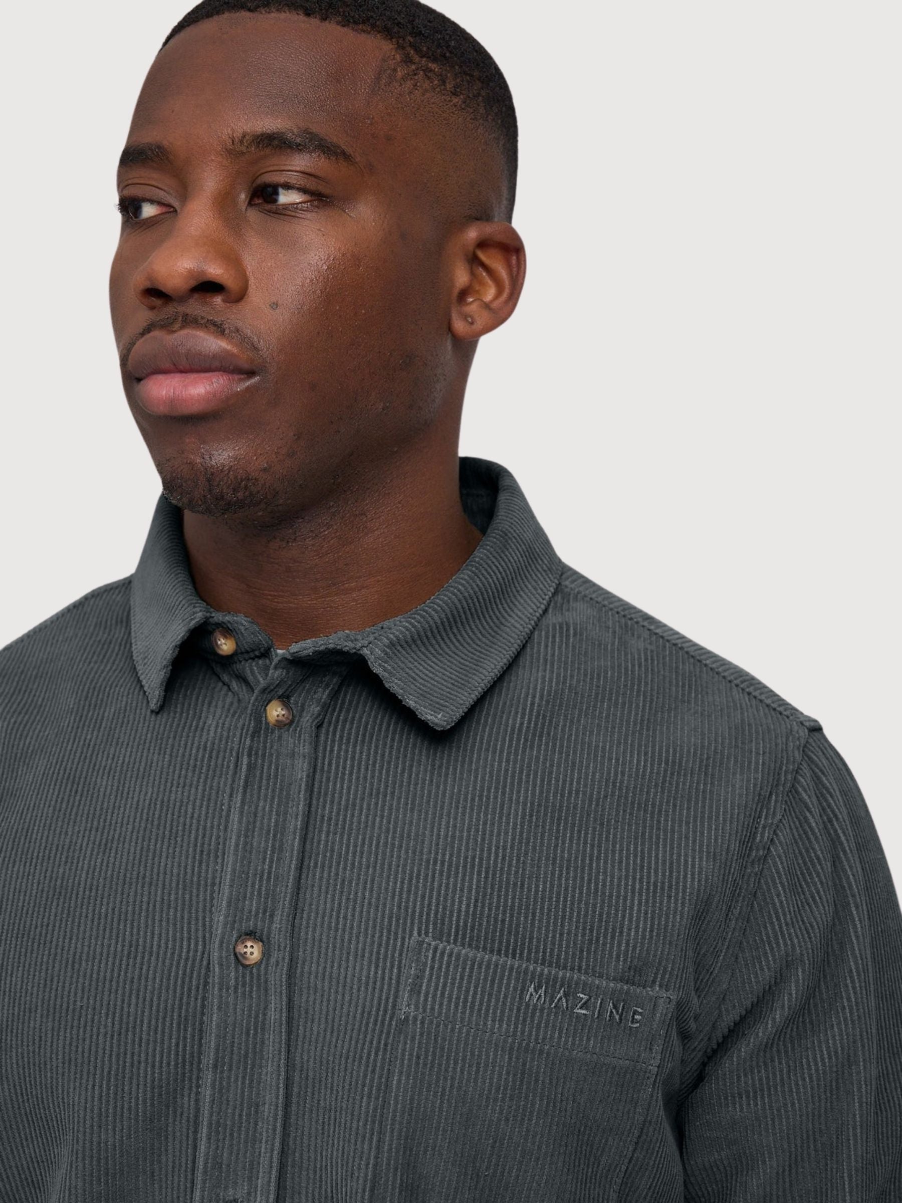 Shirt Pocket Corduroy Green Man Cotton | Mazine