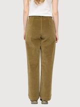 Trouser Pleated Corduroy LightGreen Woman | Mazine