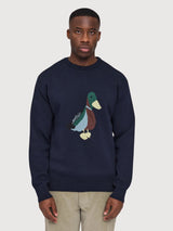 Pullover Icon Jacquard Blue Man Cotton | Mazine