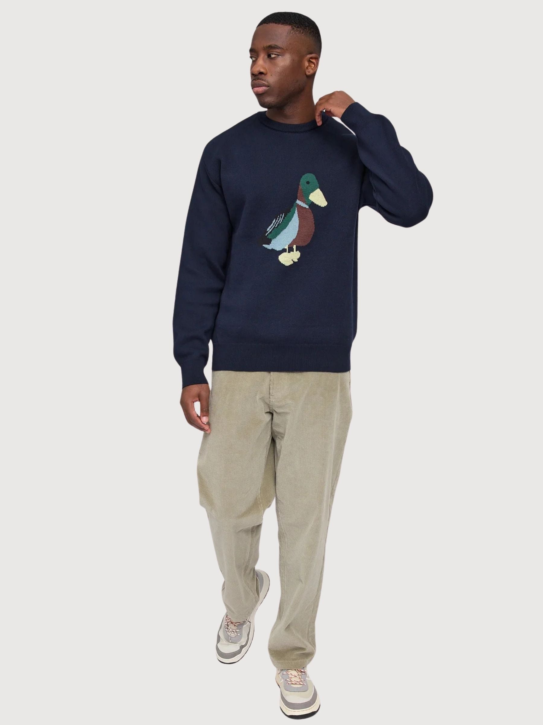 Pullover Icon Jacquard Blu Uomo Cotone | Mazine