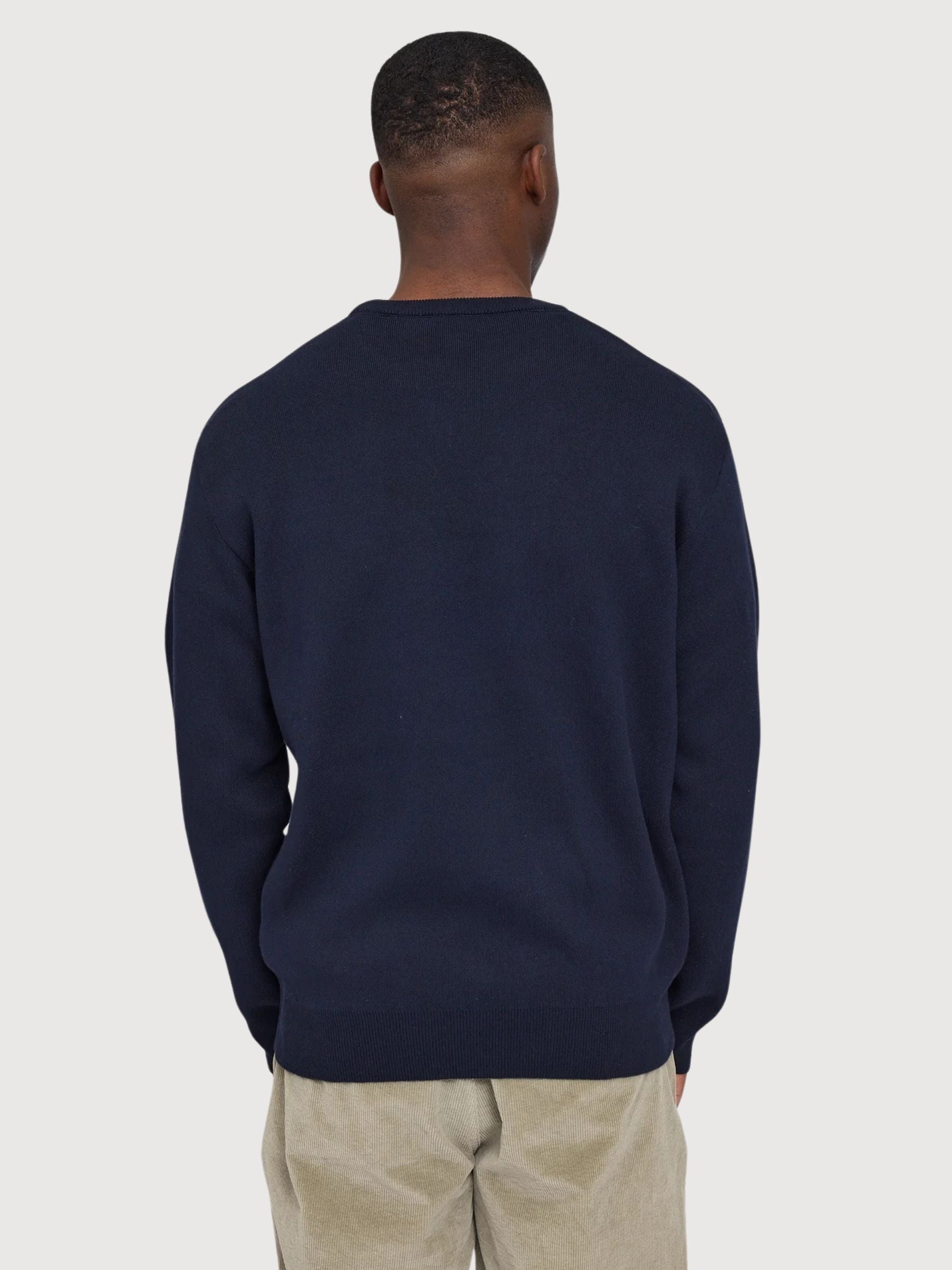 Pullover Icon Jacquard Blu Uomo Cotone | Mazine