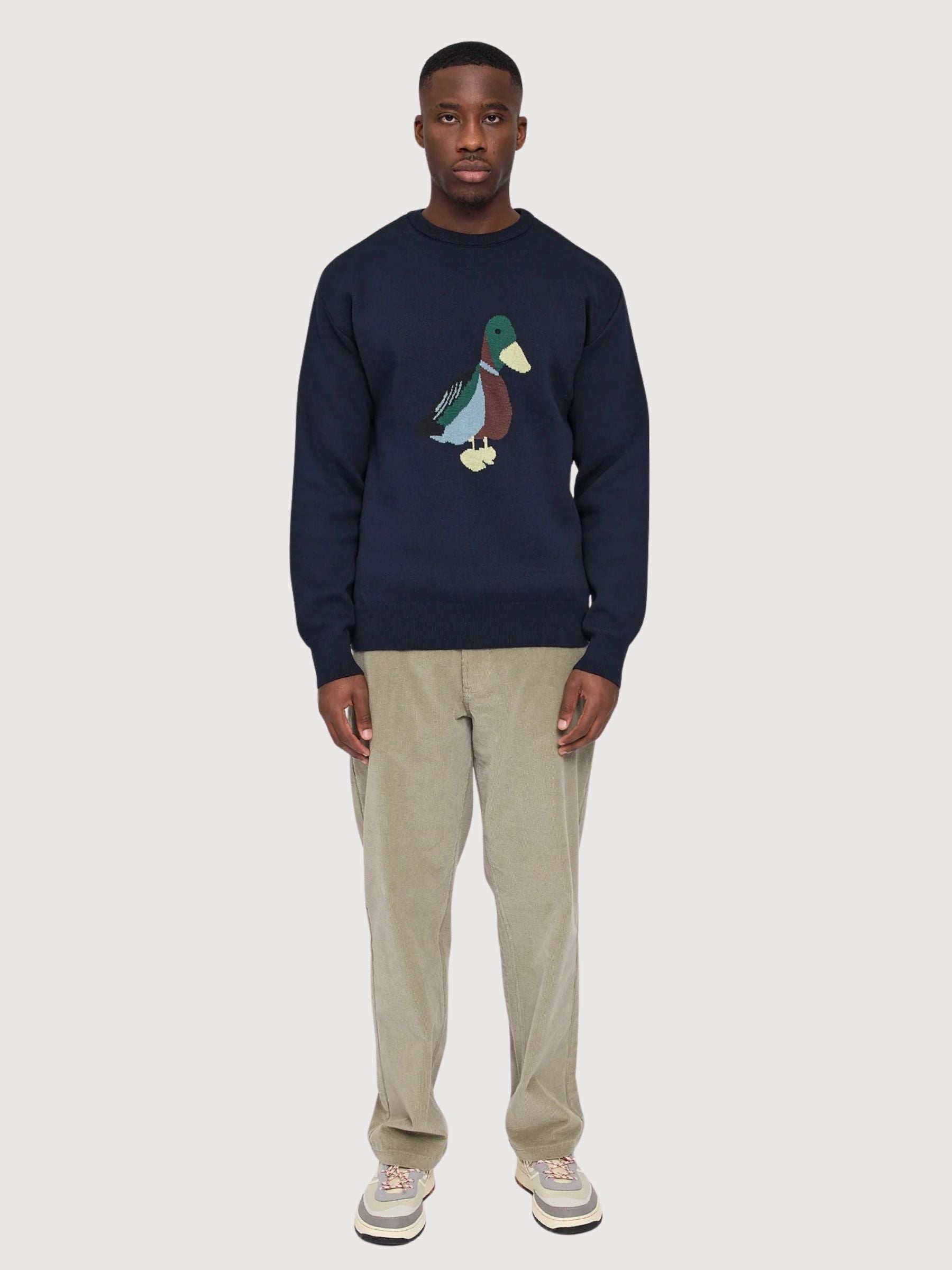 Pullover Icon Jacquard Blu Uomo Cotone | Mazine