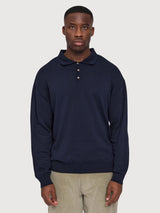 Pullover Knit Polo Dark Blue Man Cotton | Mazine