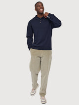 Pullover Knit Polo Dark Blue Man Cotton | Mazine