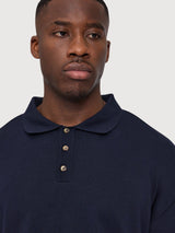 Pullover Knit Polo Dark Blue Man Cotton | Mazine