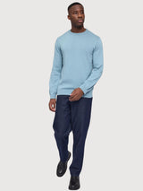Pullover Fine Knit Light Blue Man Cotton | Mazine