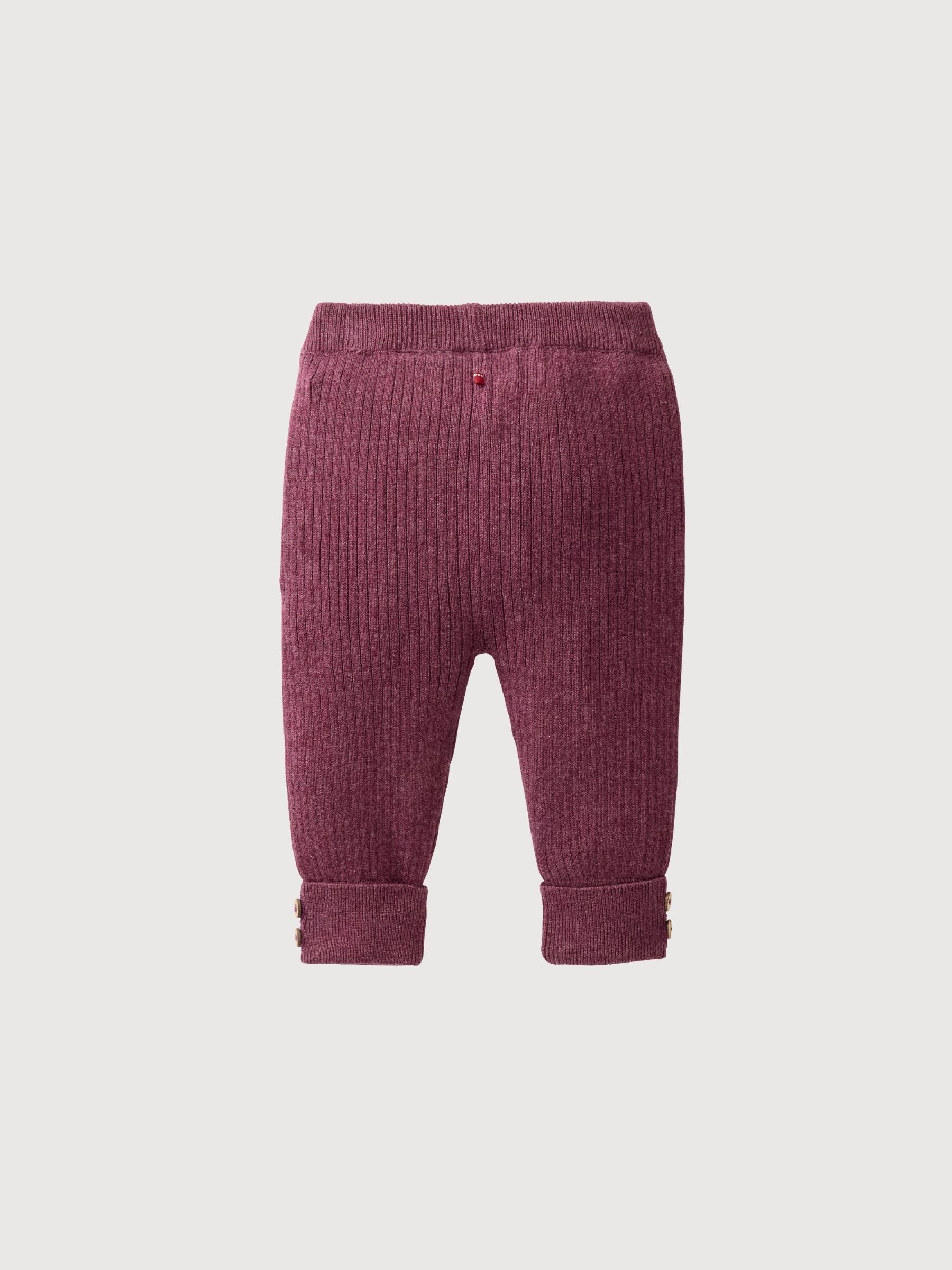 Pantaloni in maglia GOTS Blackberry Melange | People Wear Organic