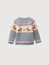 Blue-gray patterned GOTS knit sweater | People Wear Organic