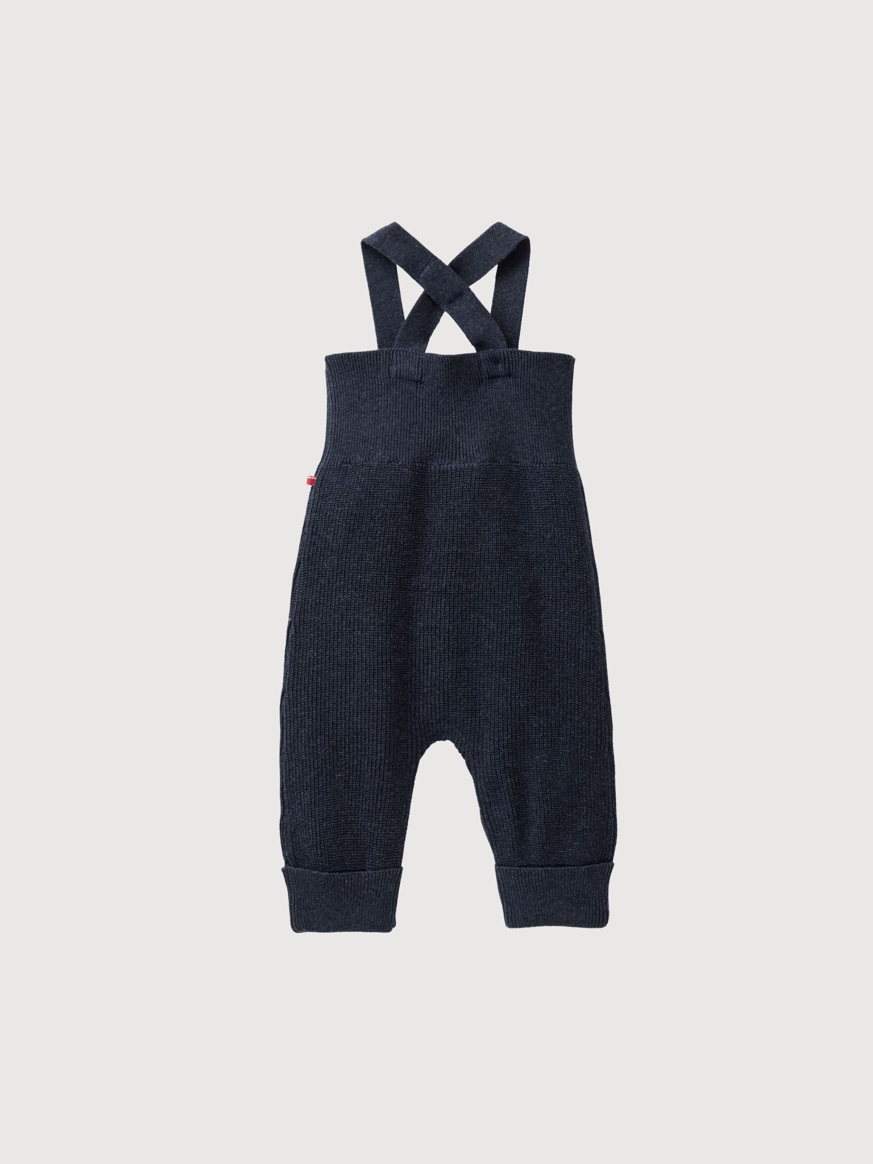 Strick-Latzhose GOTS Dunkelblau Melange | People Wear Organic