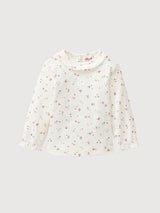 Long-sleeved shirt with ruffled collar GOTS white | People wear Organic