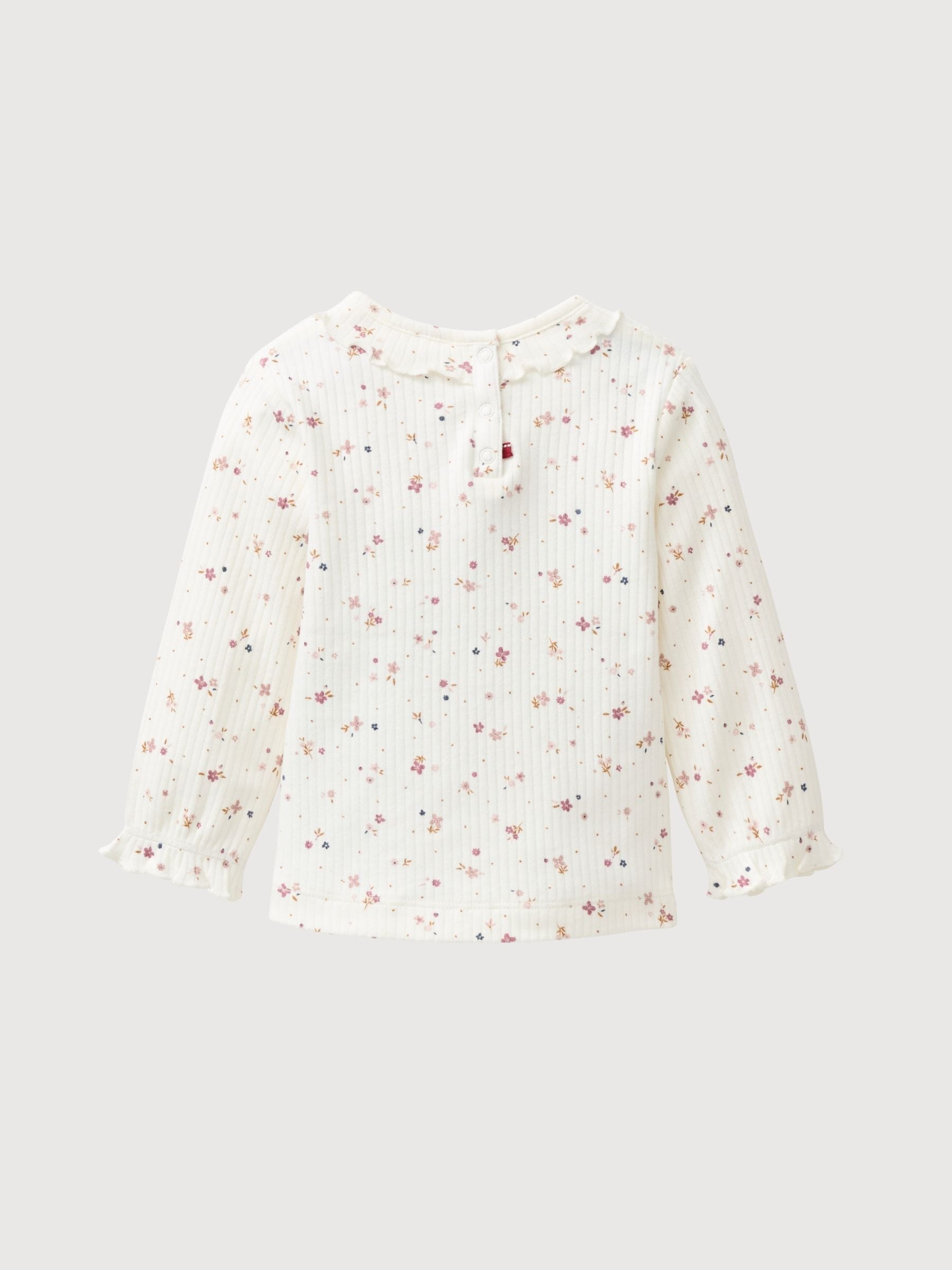 Langarm-Shirt Rüschenkragen GOTS weiss Bluemchen |  People Wear Organic 