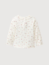 Long-sleeved shirt with ruffled collar GOTS white | People wear Organic