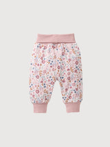 Pink reversible pants with autumn flowers | People Wear Organic