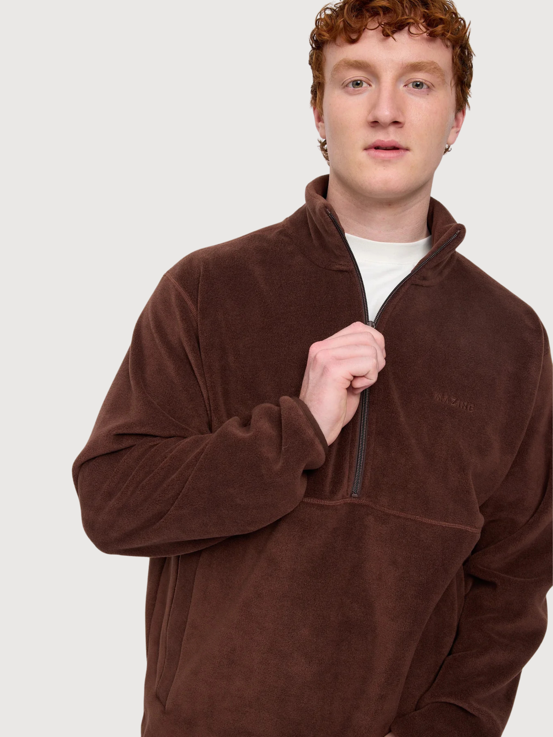 Jacket Fleece Half Zip Brown Man | Mazine
