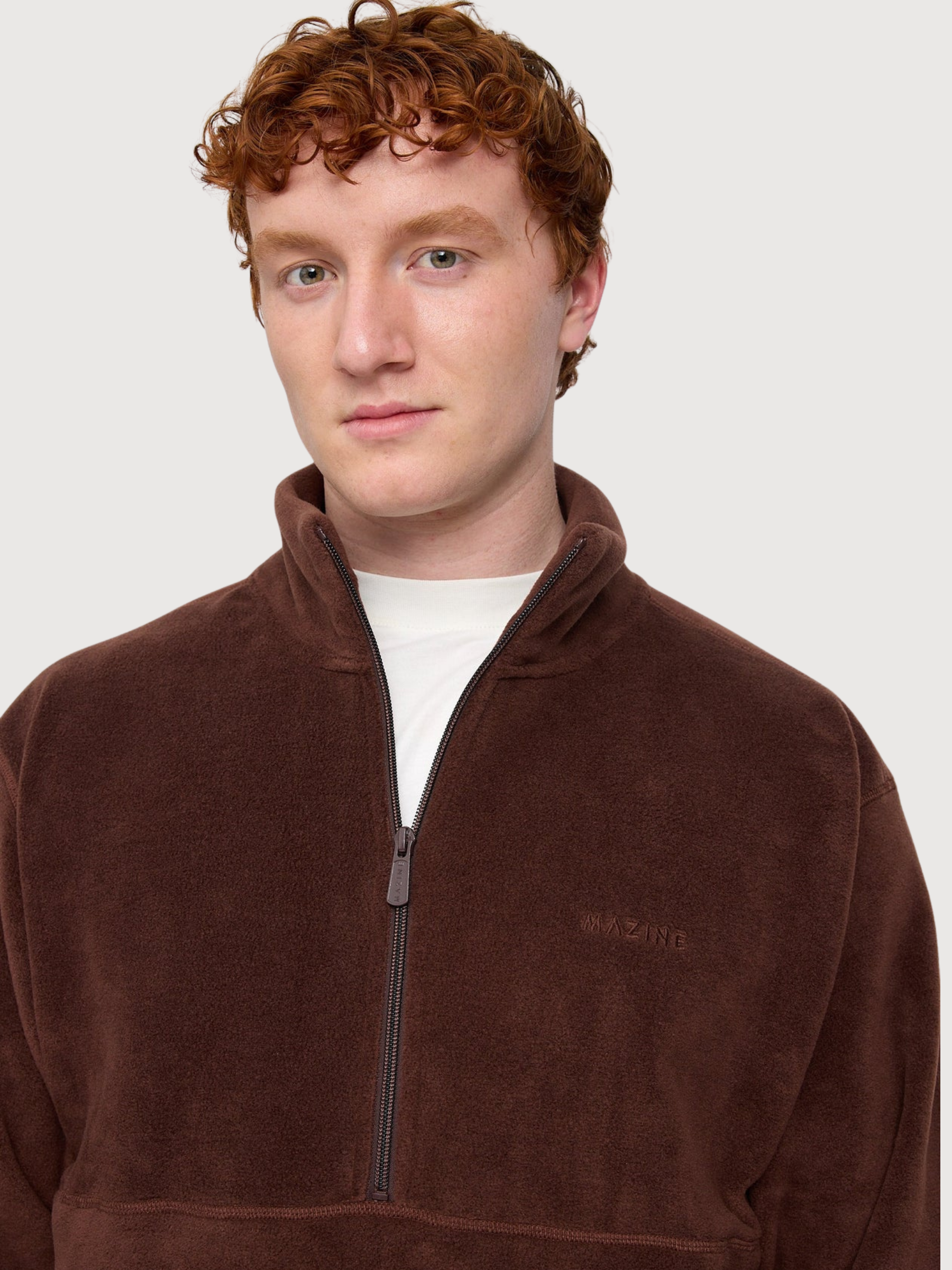 Jacket Fleece Half Zip Brown Man | Mazine