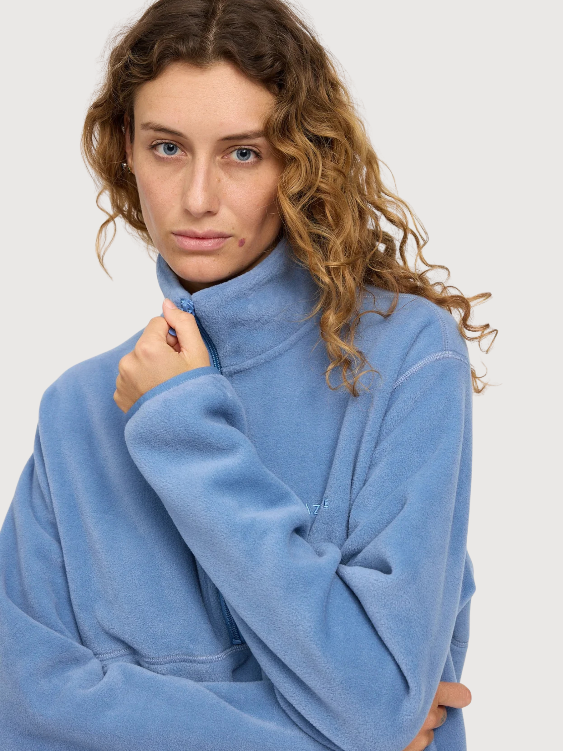 Giacca Pile Mezza Zip Blu Uomo | Mazine