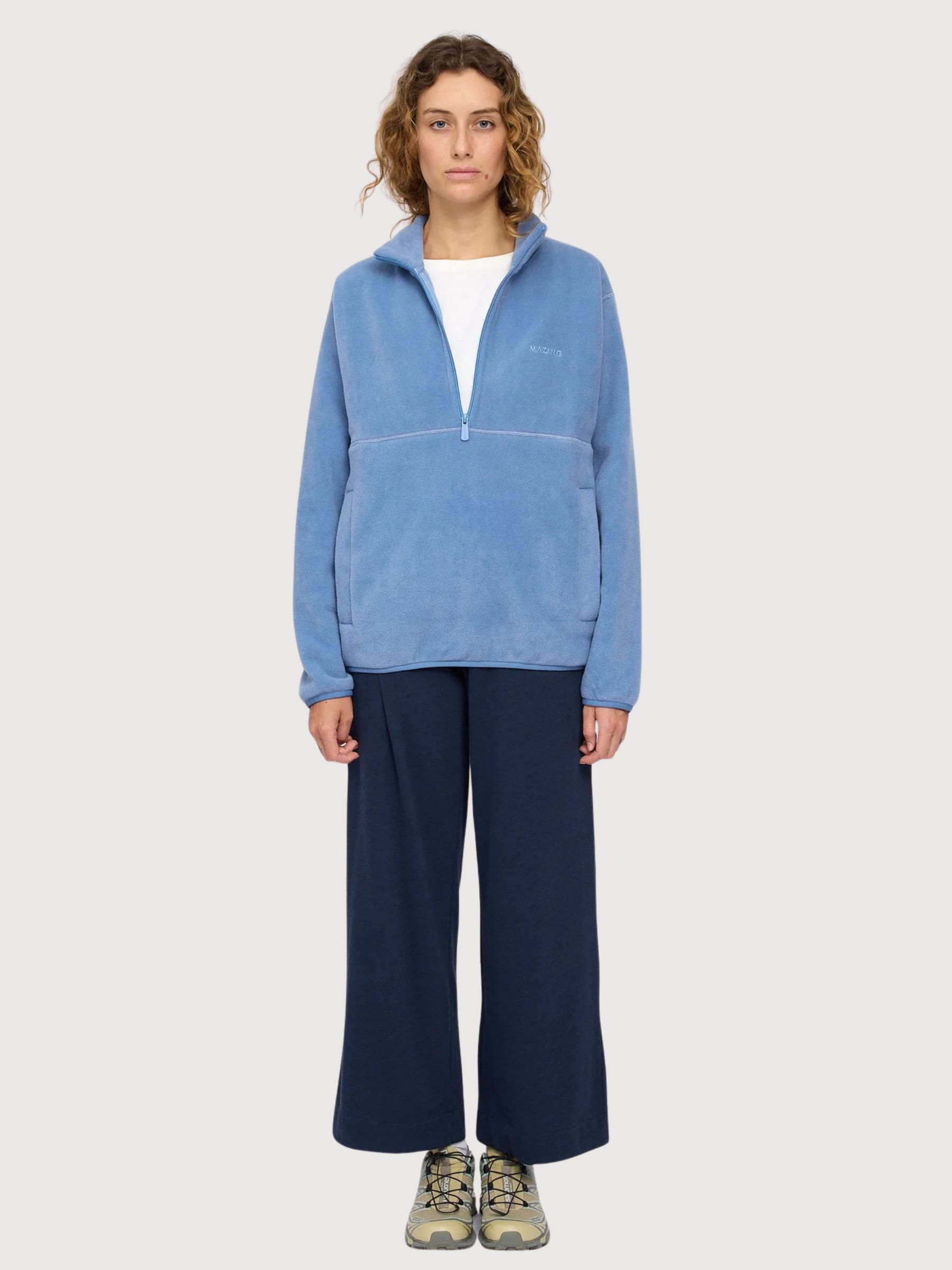 Giacca Pile Mezza Zip Blu Uomo | Mazine