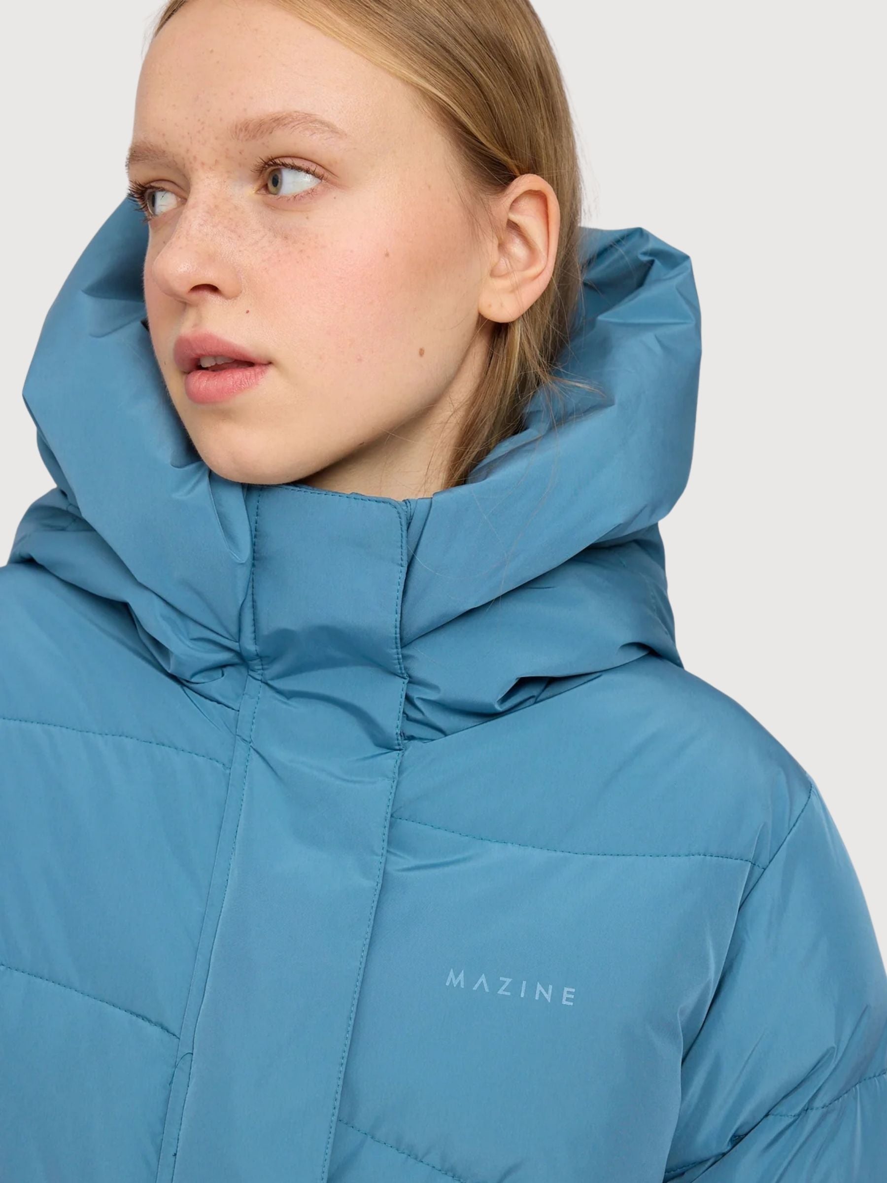 Waves Quilt Puffer Coat Storm Blue | Mazine
