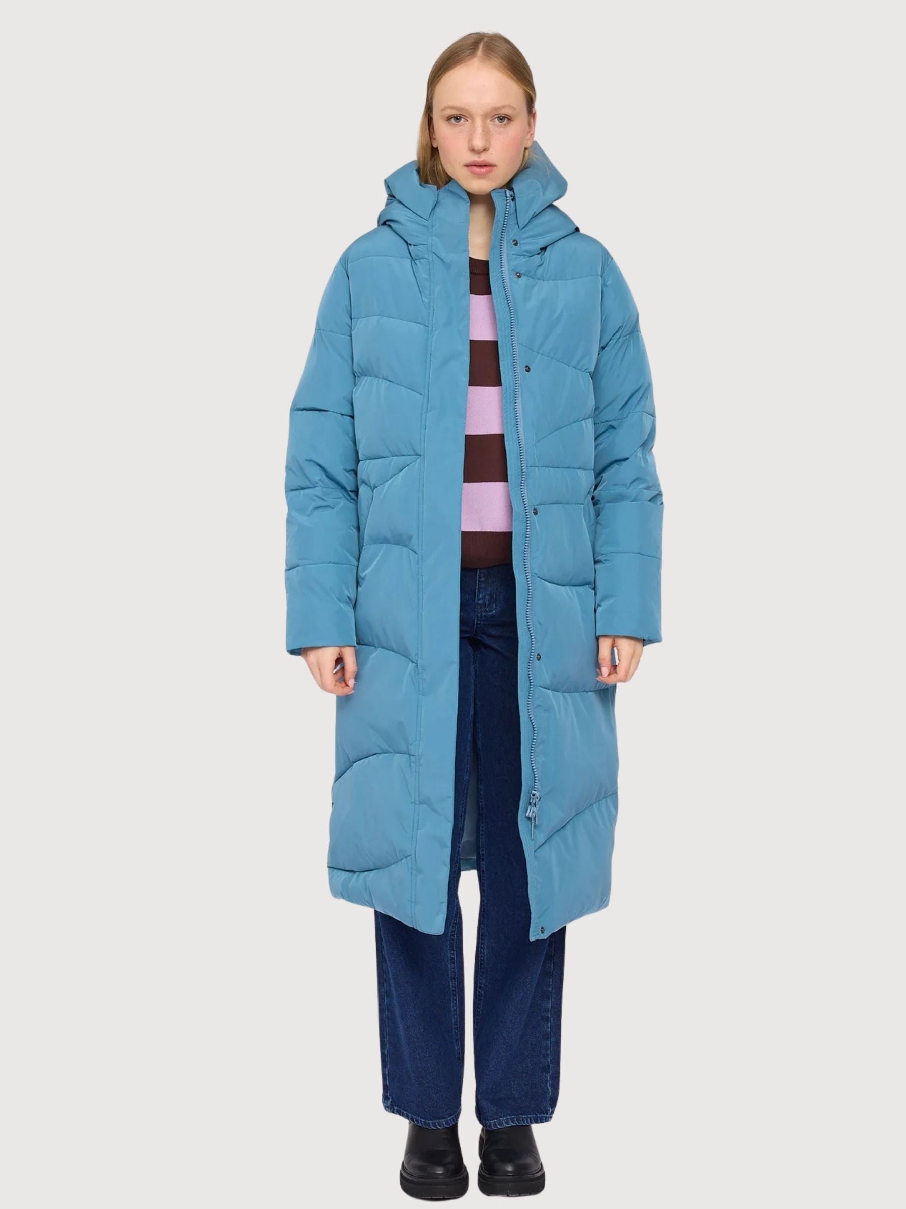 Waves Quilt Puffer Coat Storm Blue | Mazine
