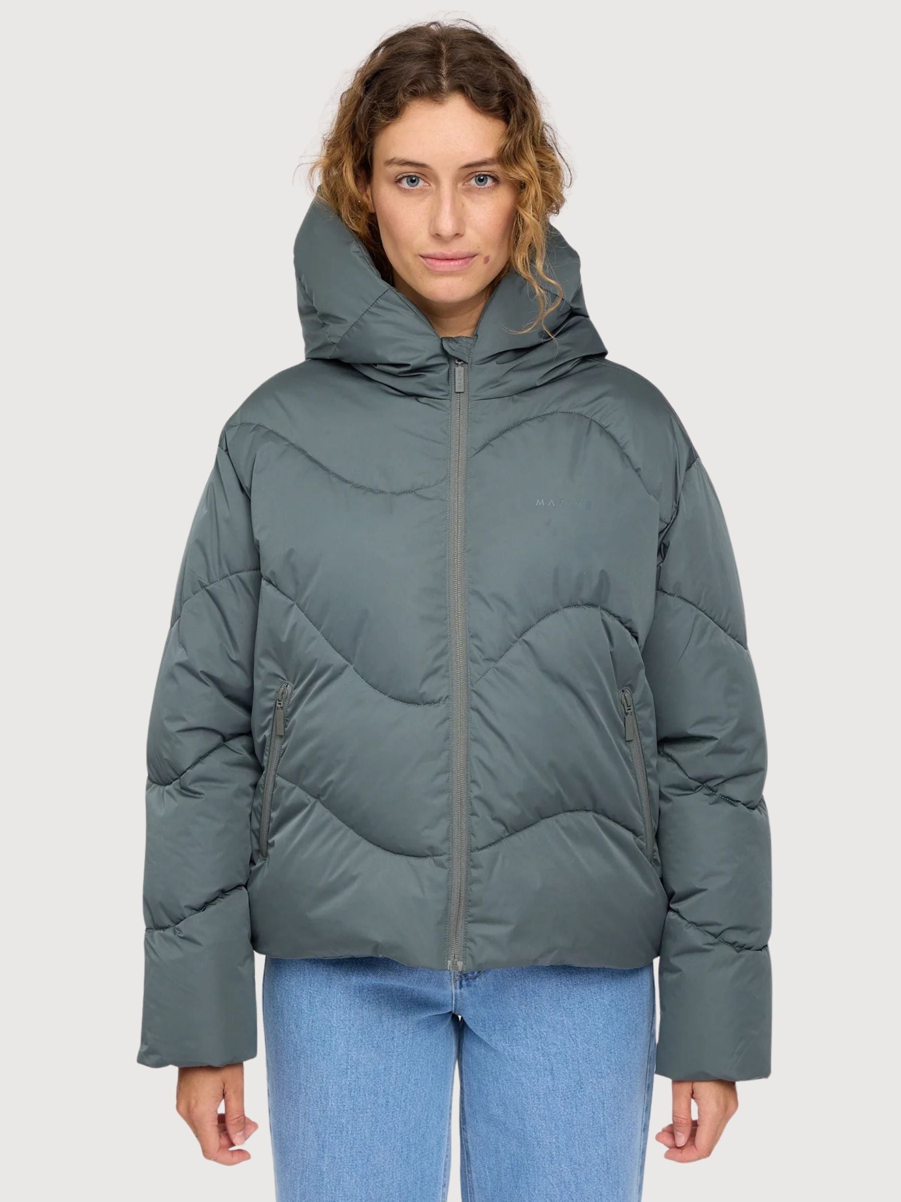 Jacket Waves Quilt Short Dark Green Woman | Mazine