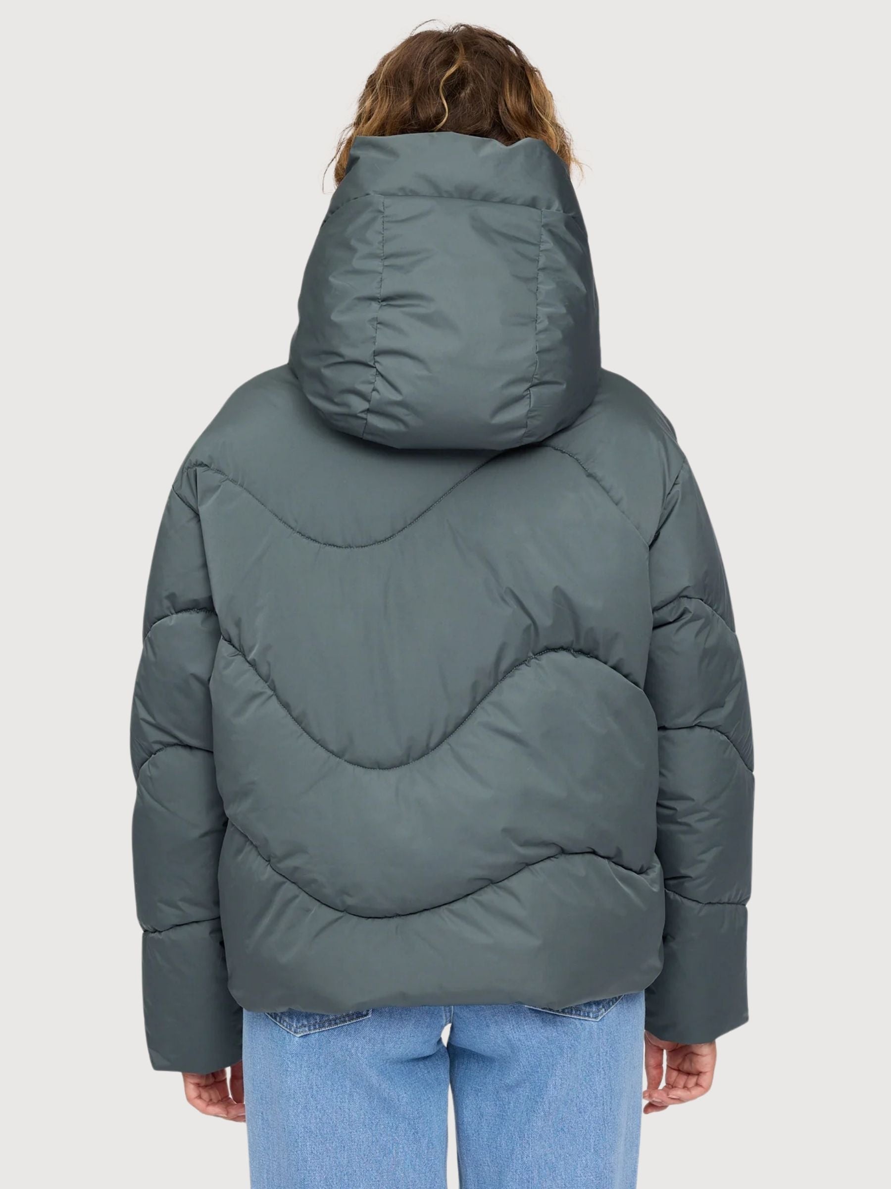 Jacket Waves Quilt Short Dark Green Woman | Mazine