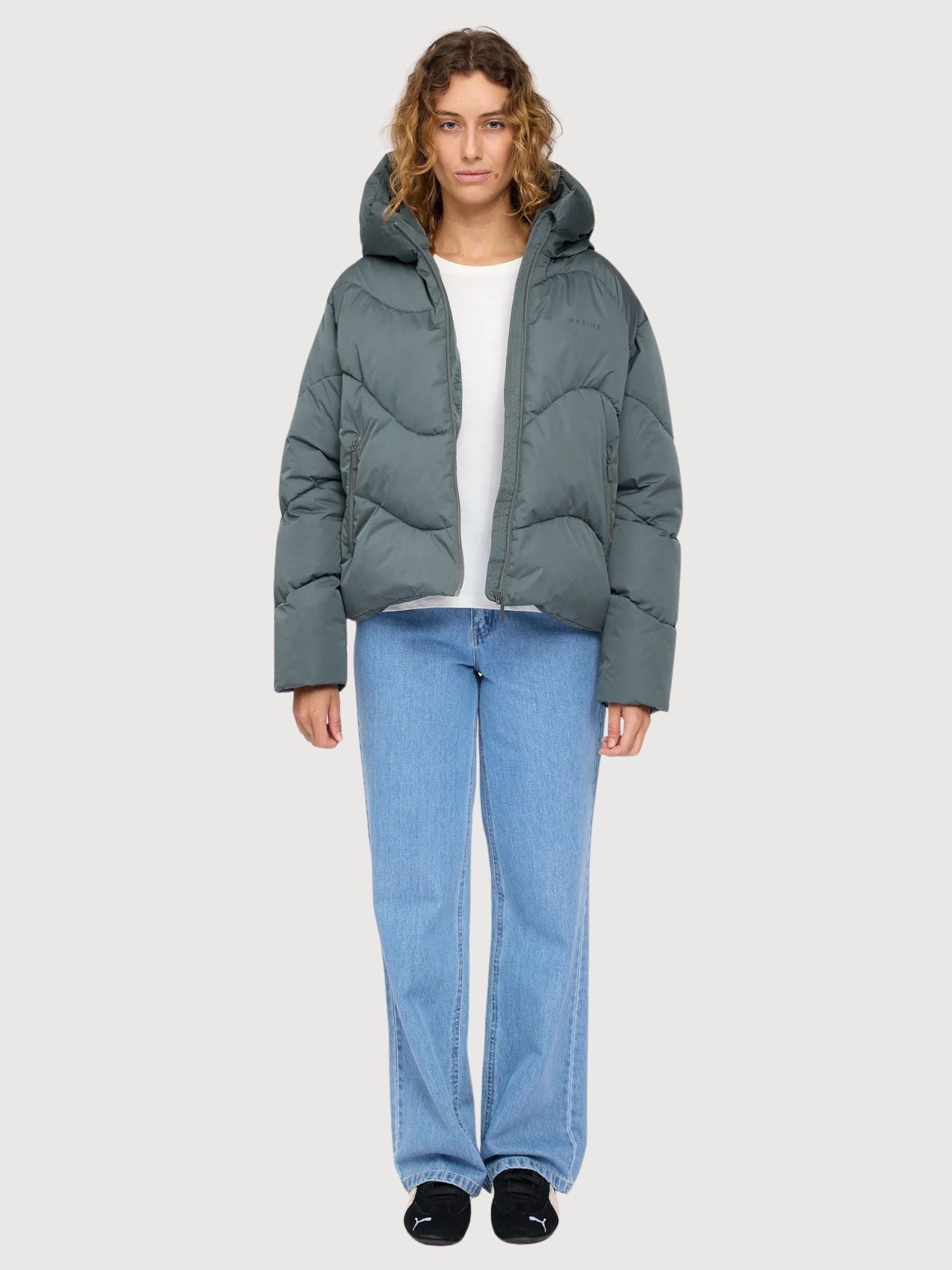 Jacket Waves Quilt Short Dark Green Woman | Mazine