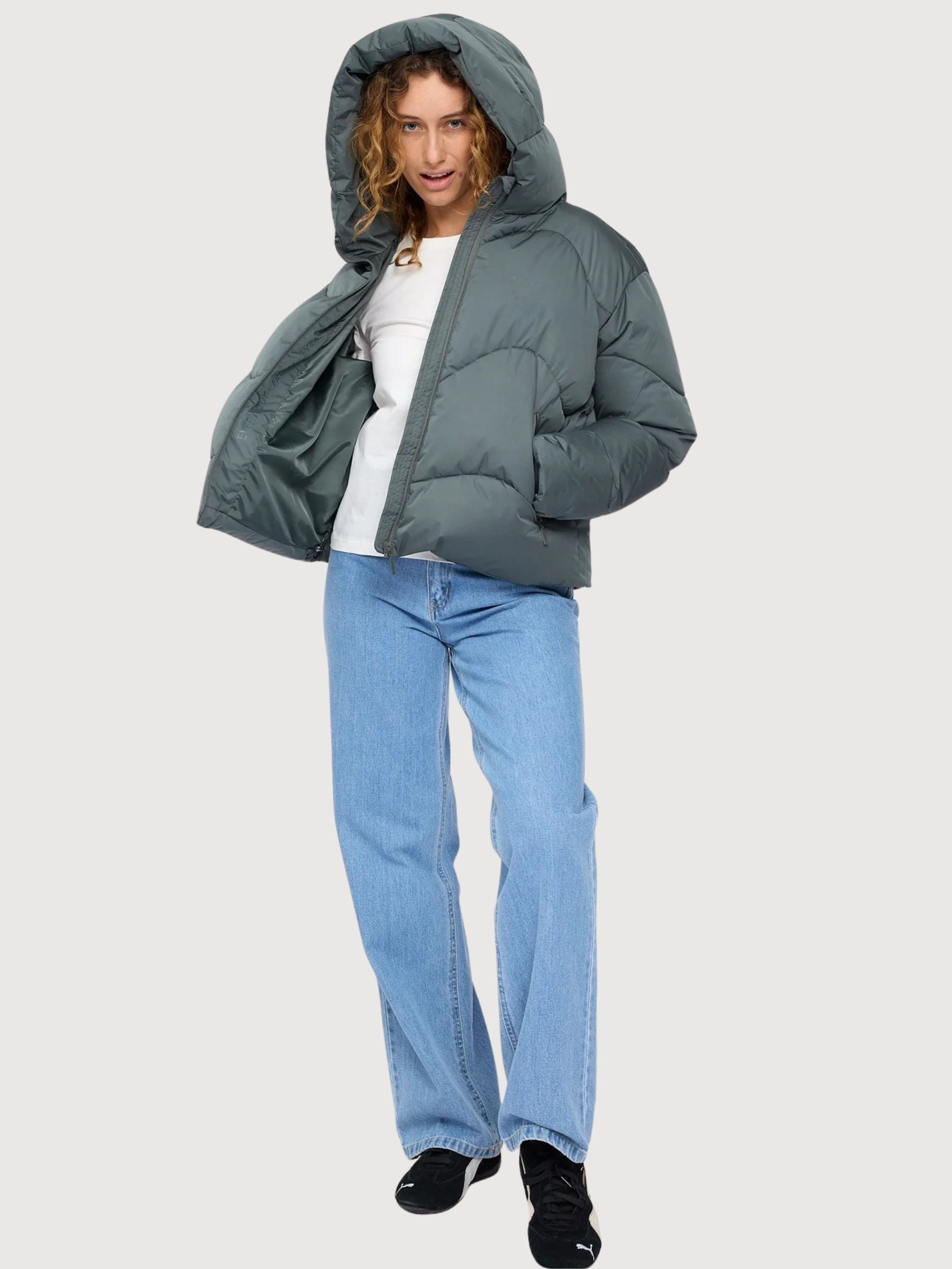 Jacket Waves Quilt Short Dark Green Woman | Mazine