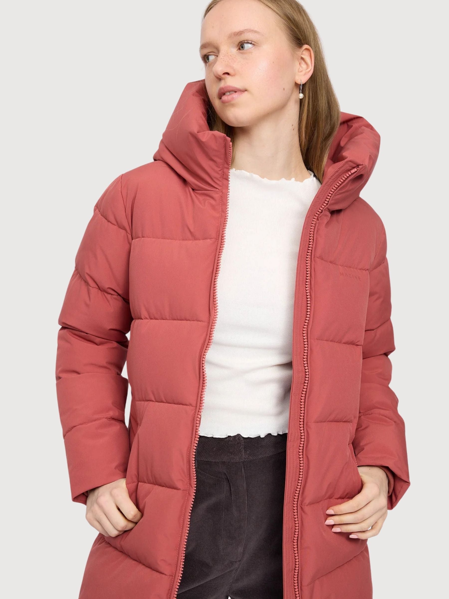 Basic Jacke Mittellang Dunkelrot | Mazine