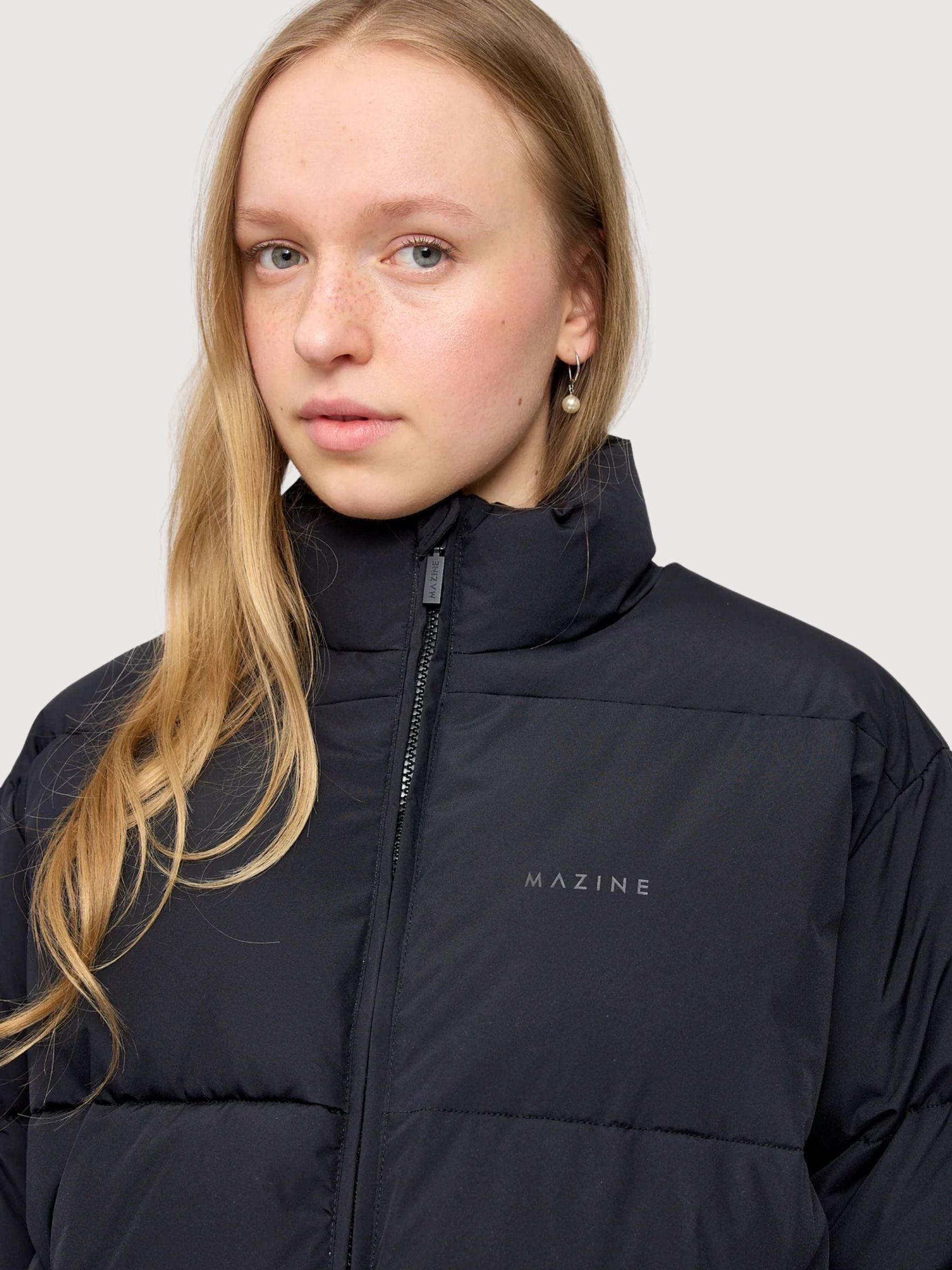 Giacca imbottita nera vestibilità ampia | Mazine