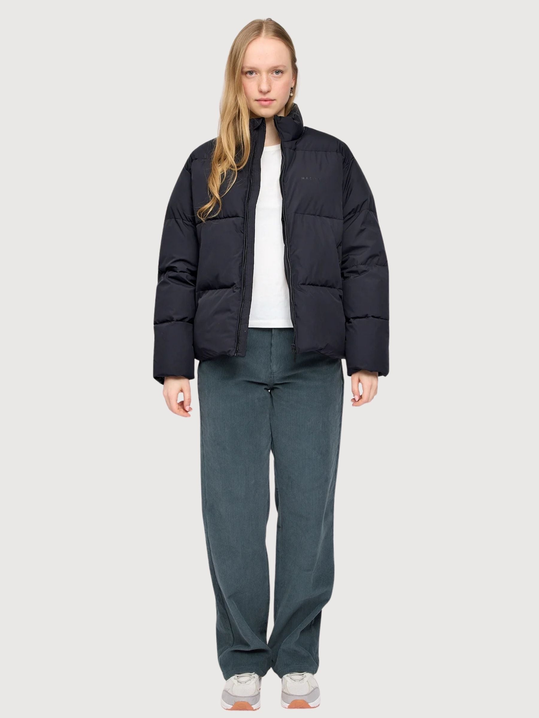 Giacca imbottita nera vestibilità ampia | Mazine