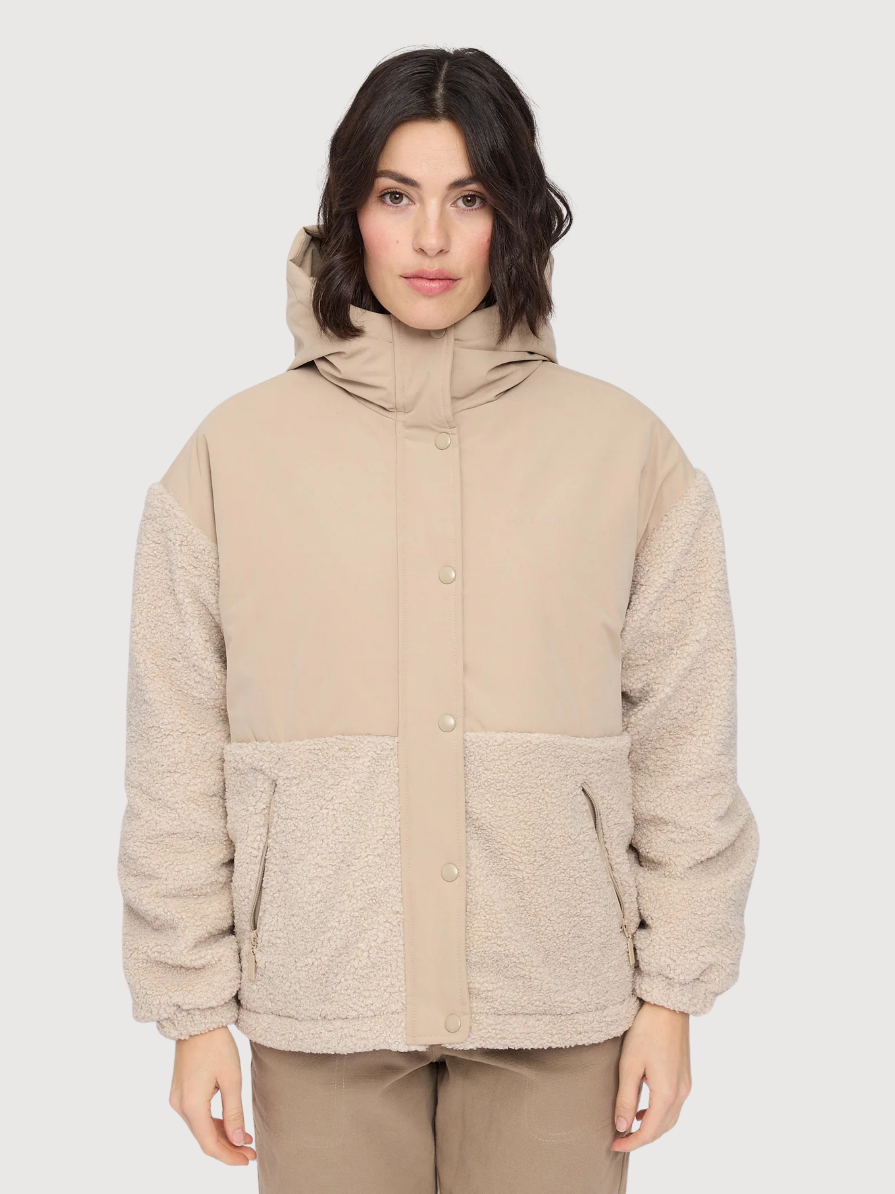Giacca Tessuto Blocco Beige Donna | Mazine