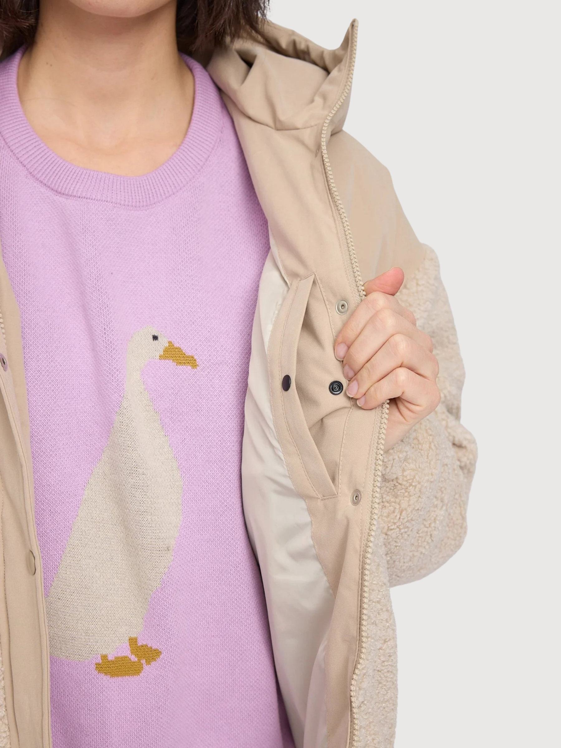 Giacca Tessuto Blocco Beige Donna | Mazine