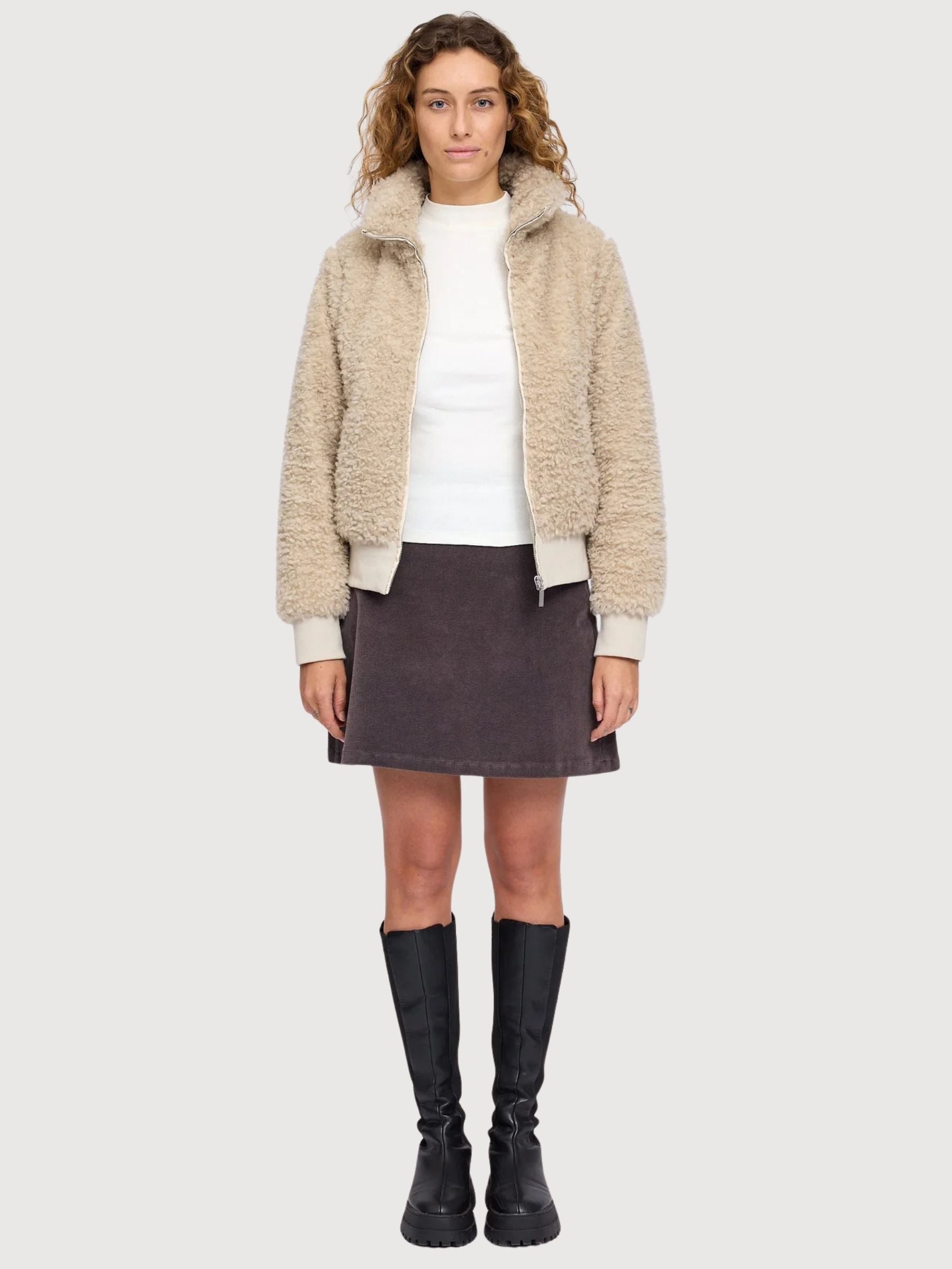 Jacket Fax Fur Beige Woman | Mazine