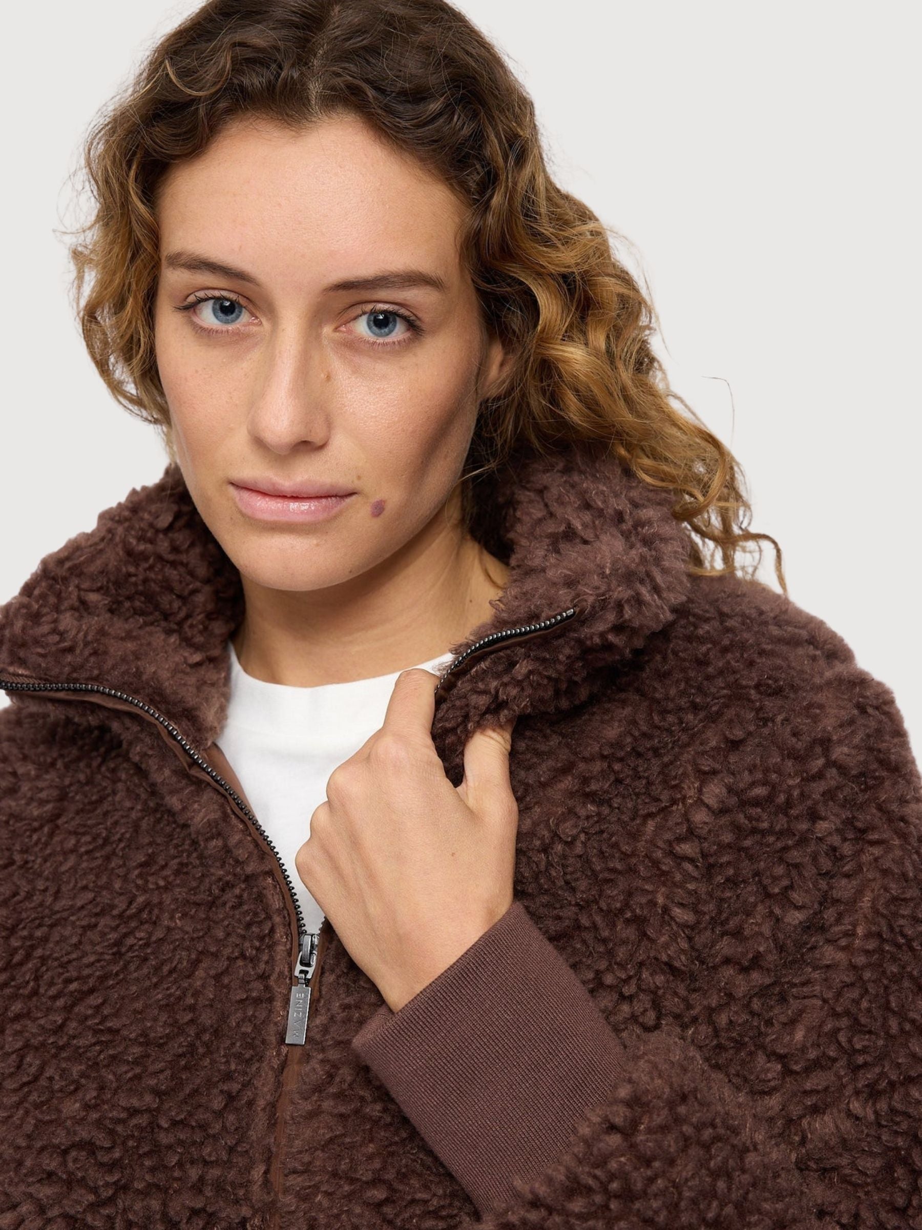 Jacket Faux Fur Dark Brown Woman | Mazine