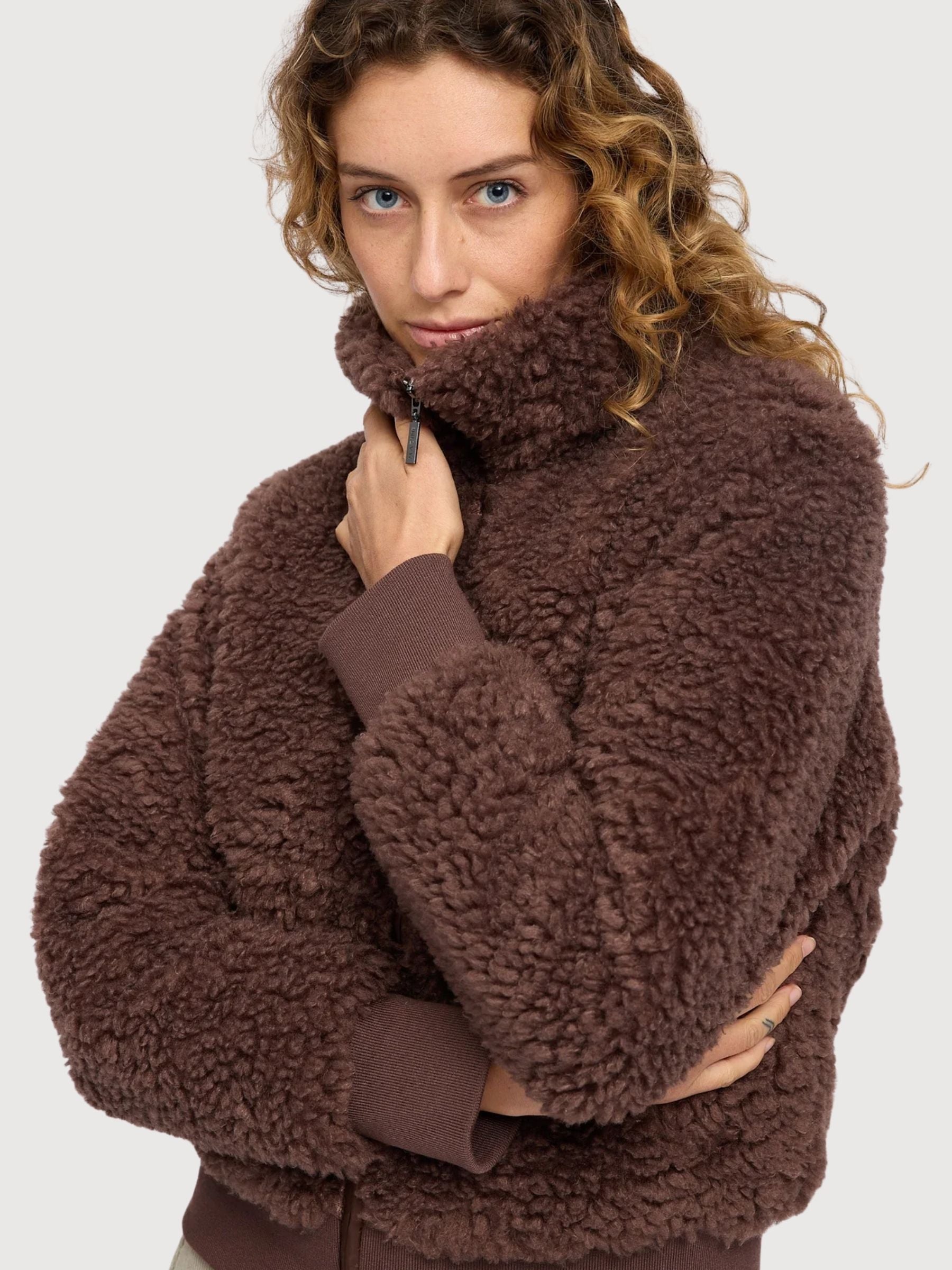 Jacket Faux Fur Dark Brown Woman | Mazine