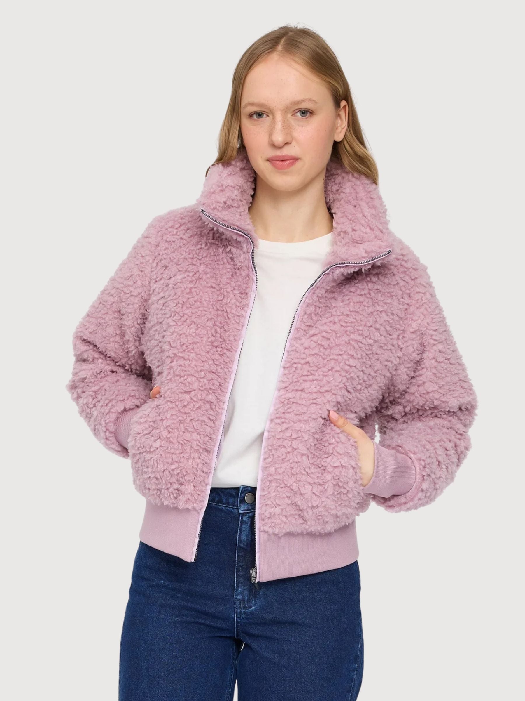 Jacket Faux Fur Light Pink Woman | Mazine