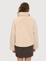 Jacket Faux-Fur Button Beige Woman | Mazine