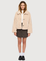 Jacket Faux-Fur Button Beige Woman | Mazine