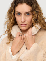 Jacket Faux-Fur Button Beige Woman | Mazine