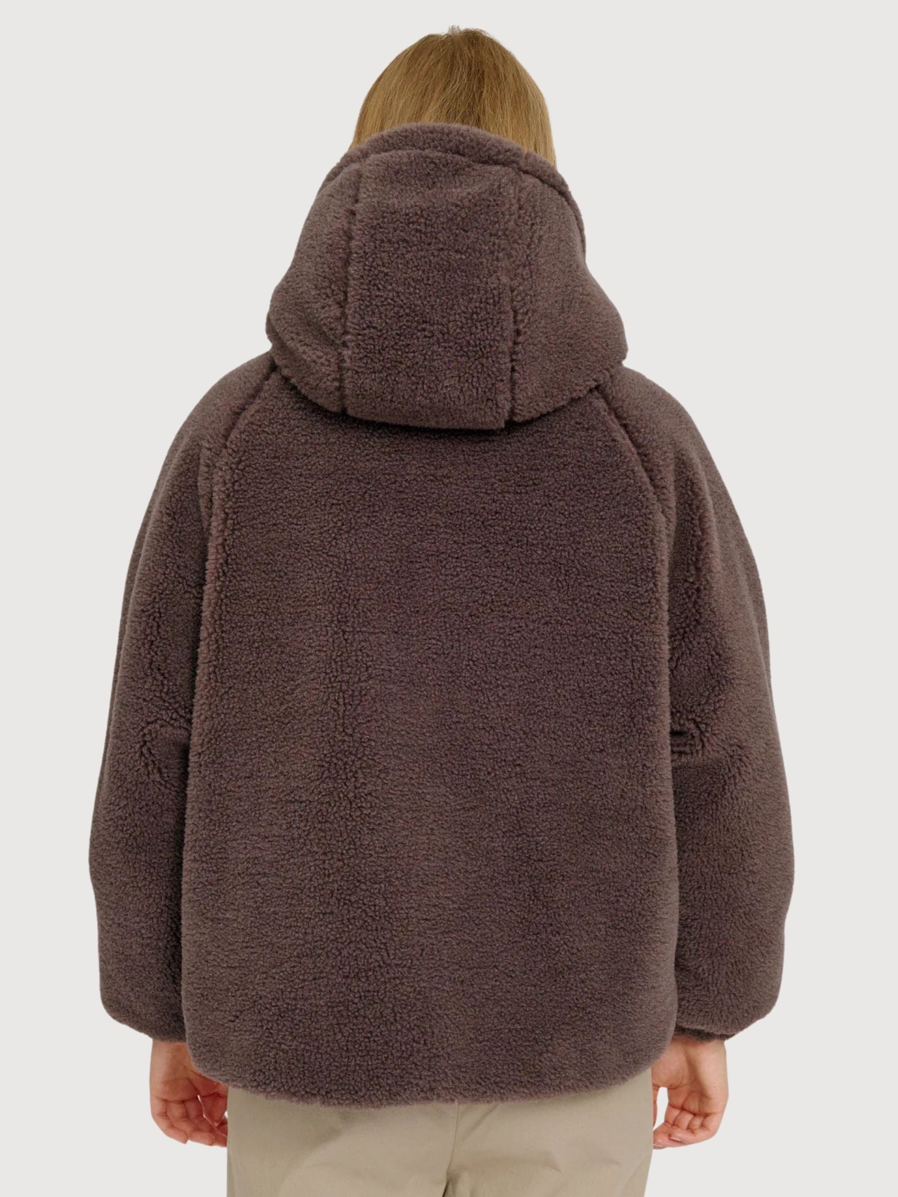 Giacca Fax Pelliccia Cappuccio Viola Scuro Donna | Mazine