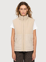 Vest Fabric Blocking Beige Woman | Mazine
