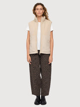 Vest Fabric Blocking Beige Woman | Mazine