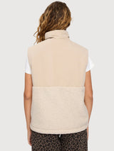Vest Fabric Blocking Beige Woman | Mazine