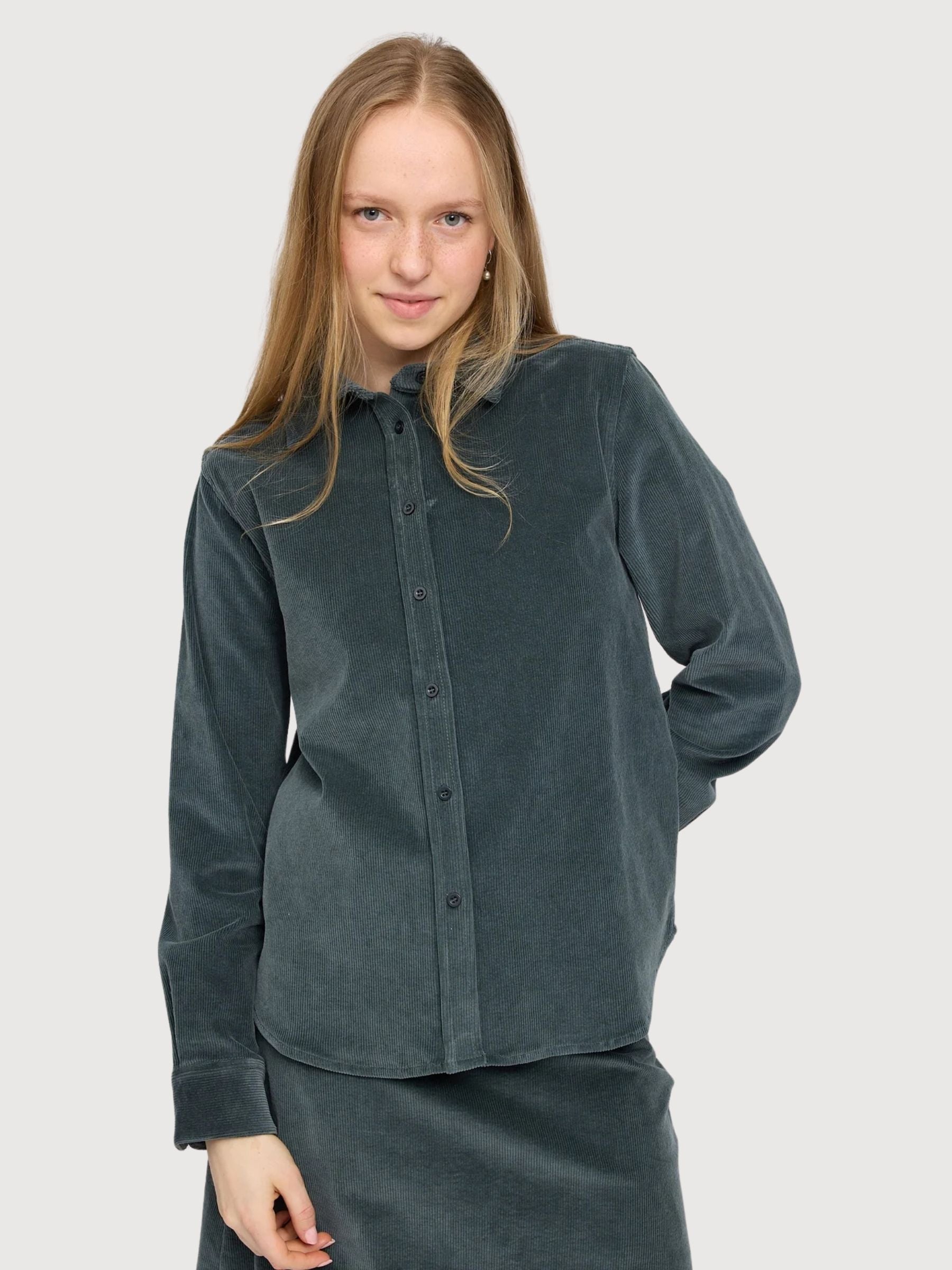 Mazine Cordhemd Dunkelgrün Damen Baumwolle |