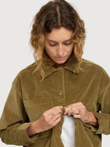 Shirt Pockt Corduroy Green Woman Cotton | Mazine