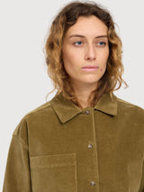 Shirt Pockt Corduroy Green Woman Cotton | Mazine