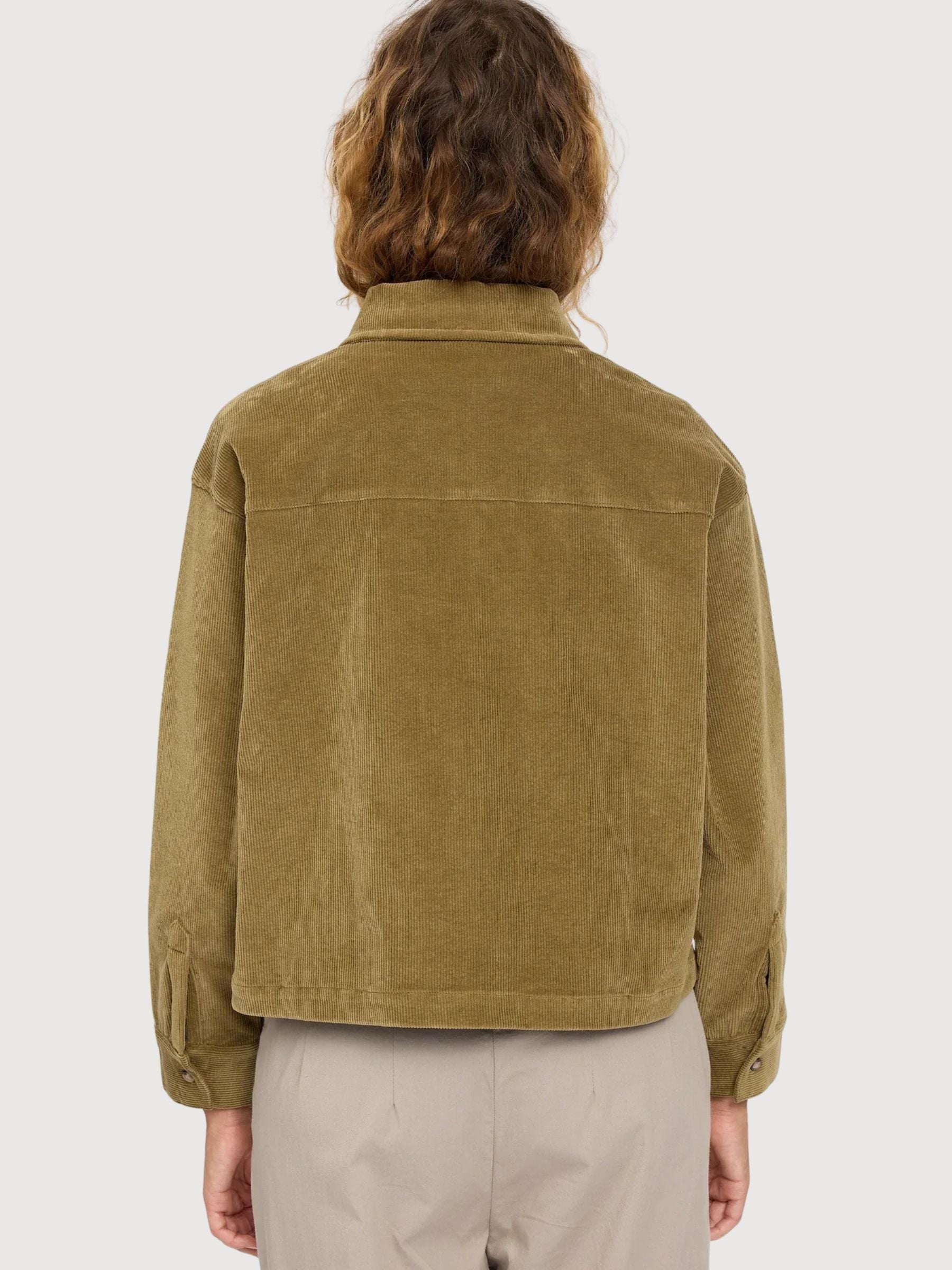 Mazine Damen Cordhemd mit Tasche, Grün |